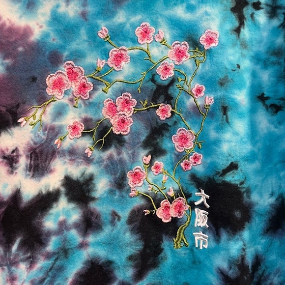 Tie-Dye Sweatshirt with Floral Embroidery - Picture 4 of 4